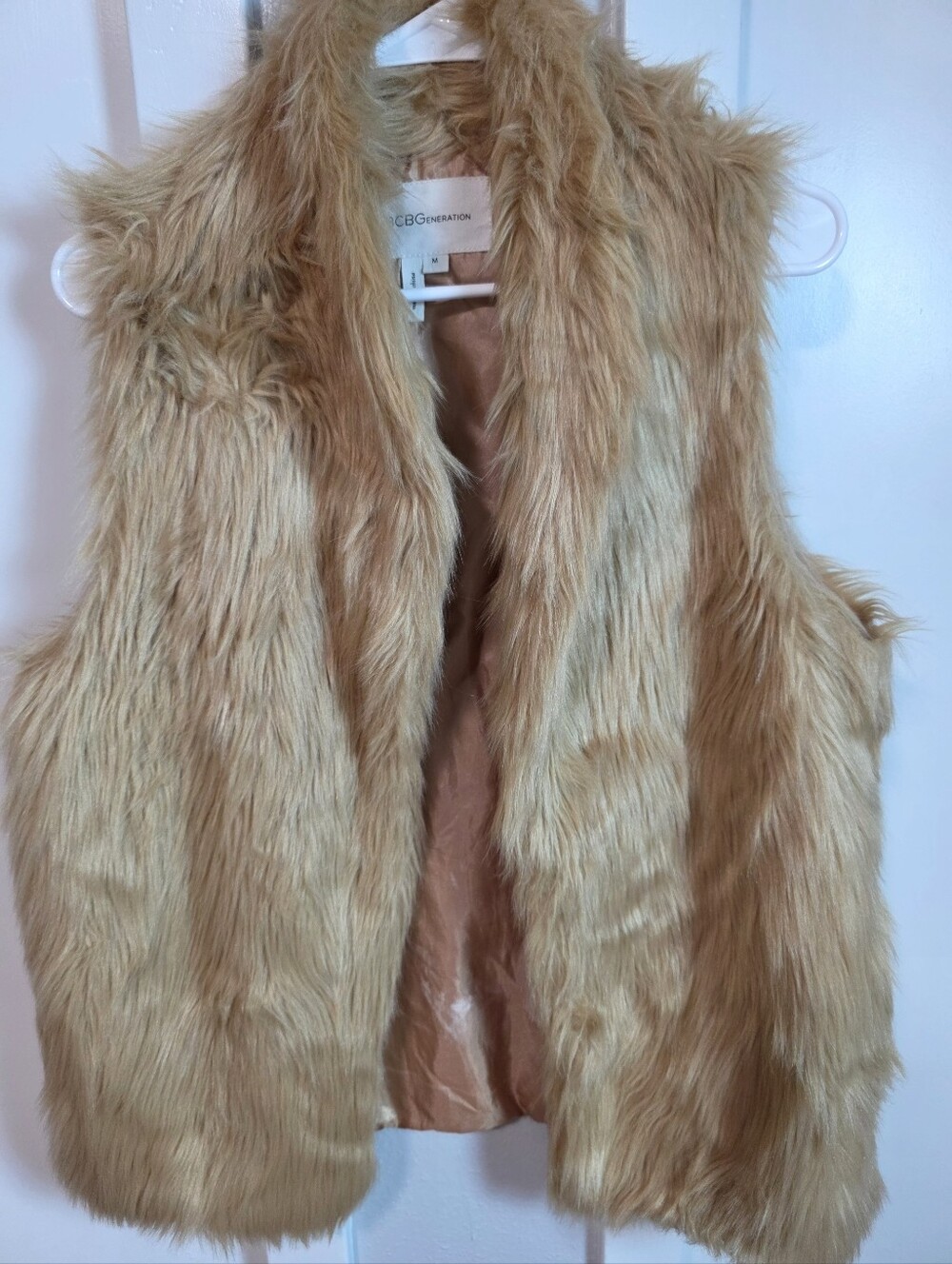 BCBGeneration Faux Fur Vest - Camel/Tan (Size M)